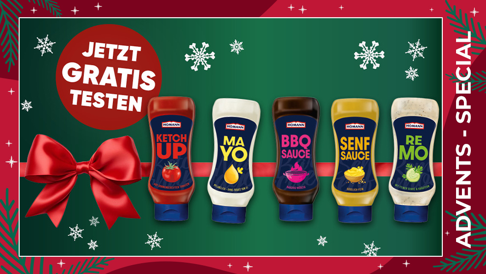 Homann Besties 430ml (Ketchup, Mayo, Remoulade, BBQ- und Senfsauce) [gratis testen, Geld zurück!]